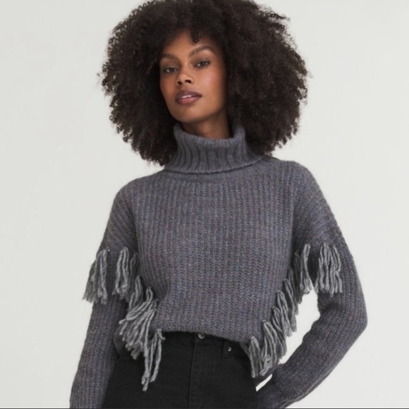 Something Navy Sweaters - SOMETHING NAVY FRINGE TURTLENECK SWEATER